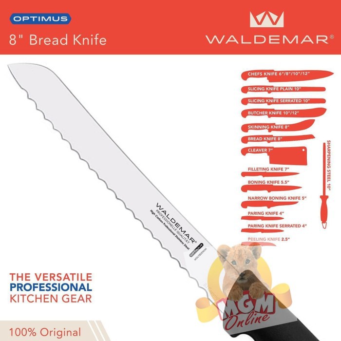 Waldemar bread knife 8inch - Pisau roti 20cm Optimus ORIGINAL
