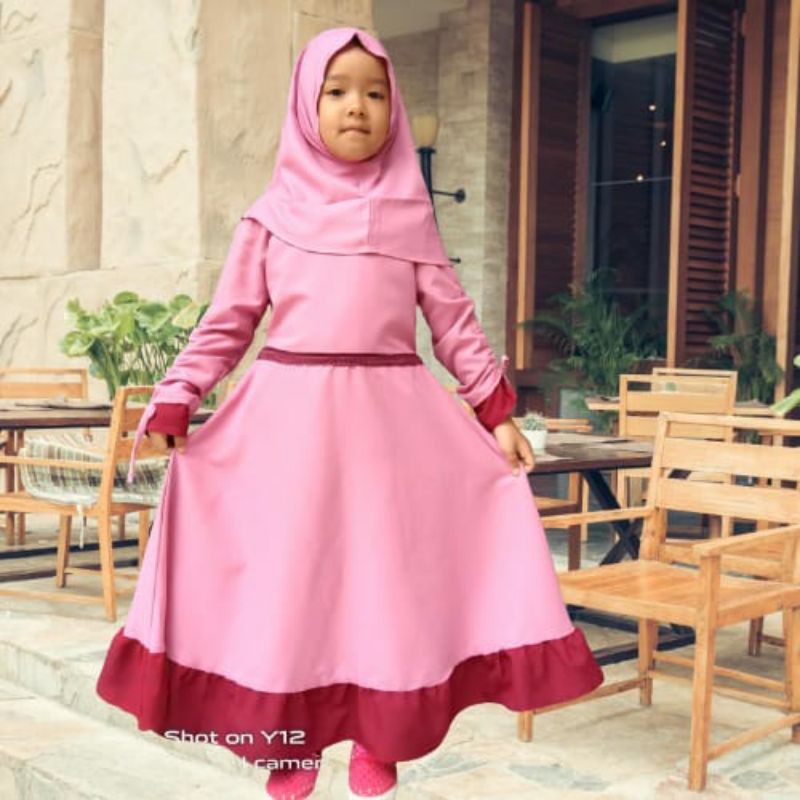 gamis anak perempuan usia 2-6tahun FREE JILBAB