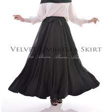 COD - Rok Panjang Payung Wanita Muslim Pesta Velvet Umbrella Skirt - Abeela