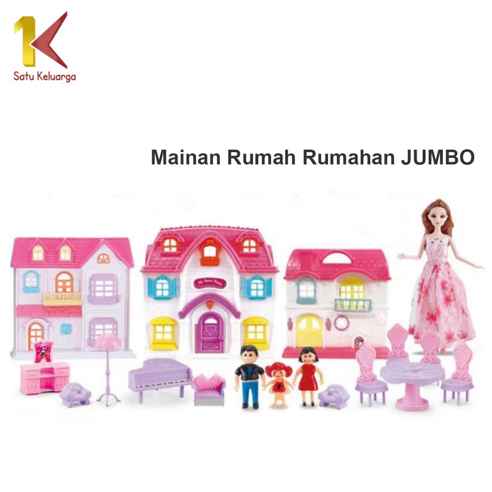 Satu Keluarga Mainan Rumah Rumahan Anak M122 Ukuran JUMBO Mainan Anak Perempuan Boneka Lengkap + Per