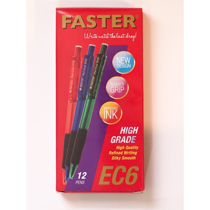 

TERBARU Ballpoint/ Pulpen Faster EC6, 0.7mm isi 12 pcs- Black