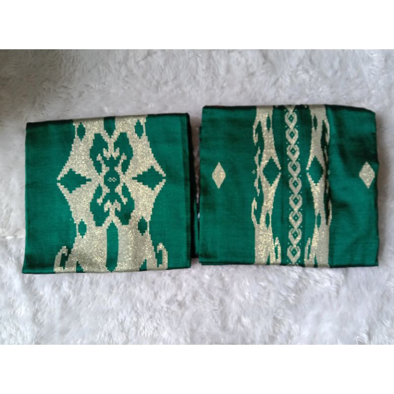 songket silungkang  setelan motif borneo warna ijo silver