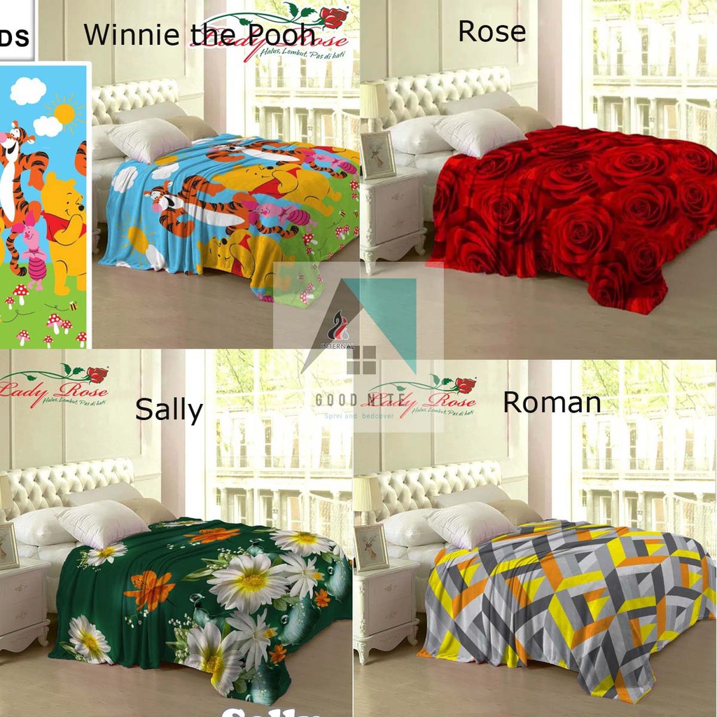 Selimut Blanket Lady Rose Flanel Halus Lembut Berkualitas Winnie The Pooh