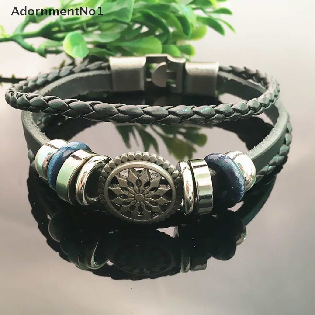 (AdornmentNo1) Gelang Tangan Kulit PU Motif Infinity Gaya Punk Vintage Untuk Pria / Wanita