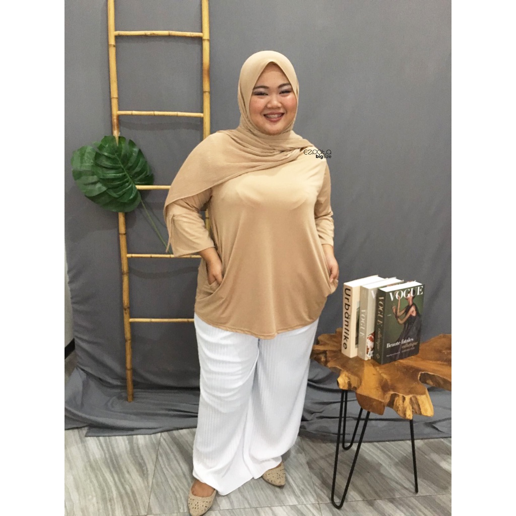 Ezpata Atasan Blouse Wanita Bigsize Jumbo XXXL LD 120-180 cm Polos Bahan Jersey Adem Melar