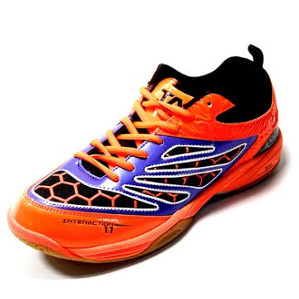 Sepatu Bulutangkis Hiqua Interaction Original Sepatu Badminton Hi-Qua Orange Blue Ringan