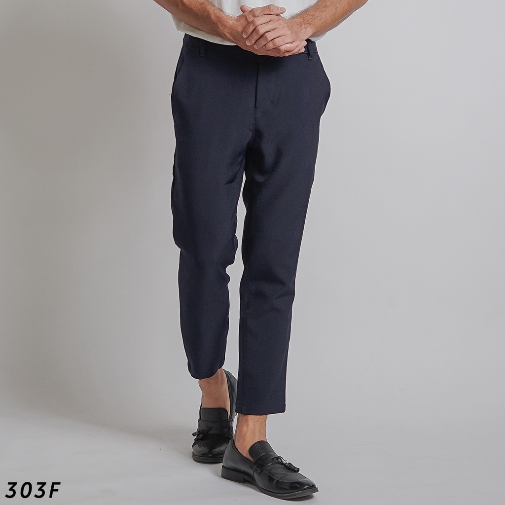 HSRM Celana Dapper Ankle Pants Navy 303 F | Celana Formal Ankle Pants Pria