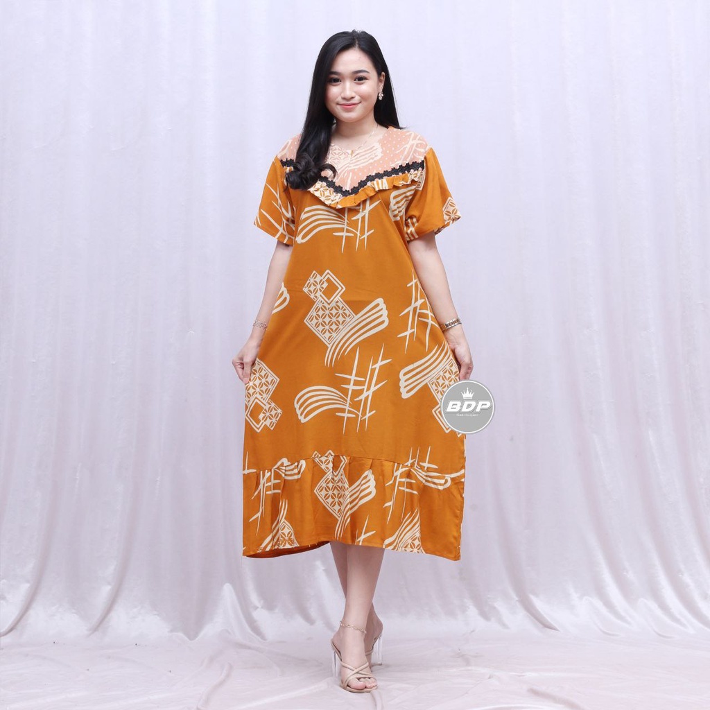 Dianputri - Daster Arab Zeema | Rayon Super Grade A | Resleting Depan Busui | Renda Milo Ori-sasha kuning