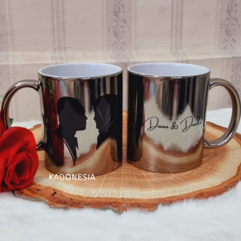 Mug Custom Gold Rose Silver / Gelas Custom Premium