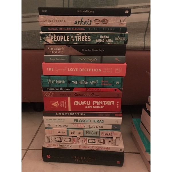 preloved spanish love deception, hating game, one of us is lying, all the bright place, raumanen, sh