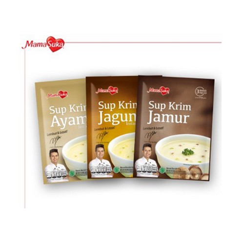 Sup Krim Jagung Ayam Jamur Mama Suka Komplit Sop cream Instan Sup Praktis 55gr