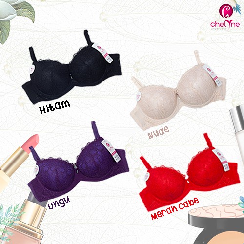 BH Chelyne Push-Up-Bra 911 Full Brukat Tebal - Half Cup Bra