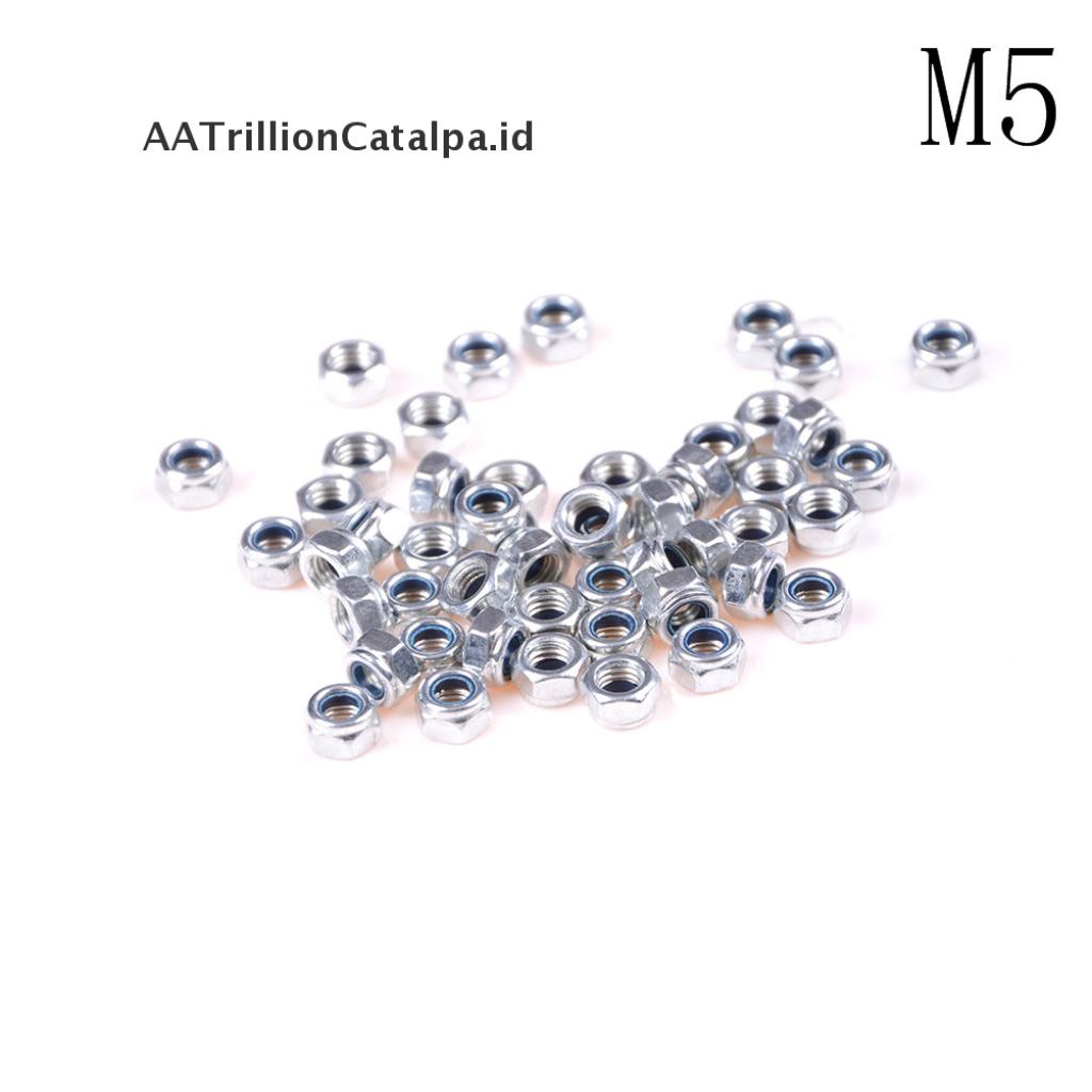 【AATrillionCatalpa】 50Pcs DIN985 M3 M4 M5 M6 Galvanized Self-locking Nut Nylon Lock Nut ID