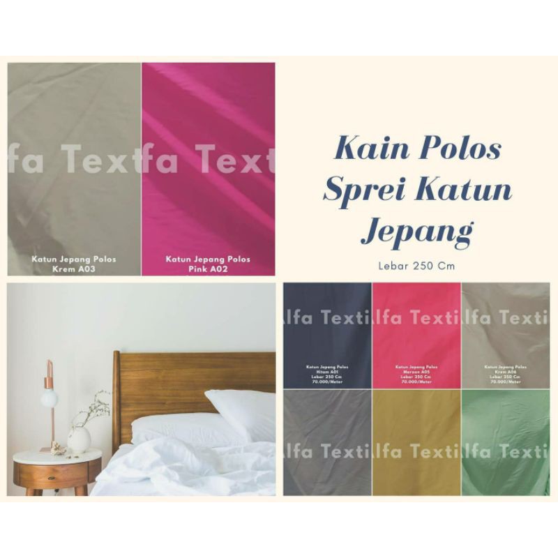 Kain Sprei Polos Katun Jepang Lebar 250 Cm
