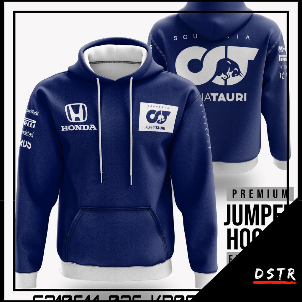 Jaket Hoodie F1 Formula One Team Honda Scuderia Alphatauri 2020 Full Print Warna Navy