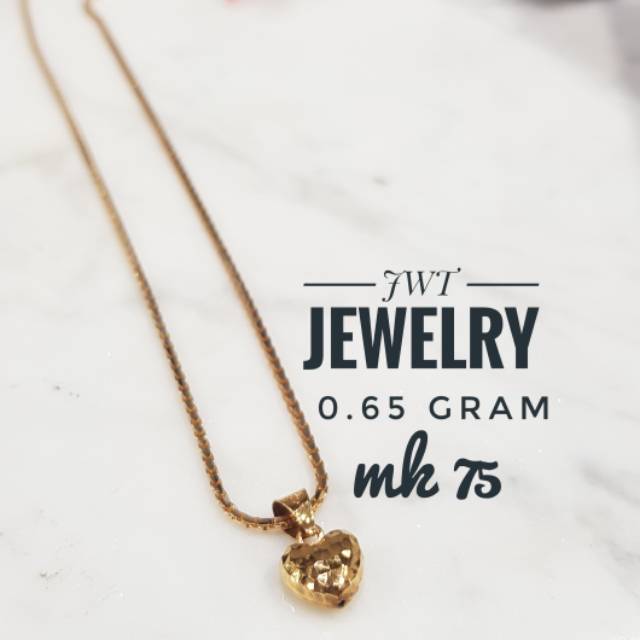 LIONTIN EMAS BENTUK HATI LOVE UKIR UKIR MAS 75%