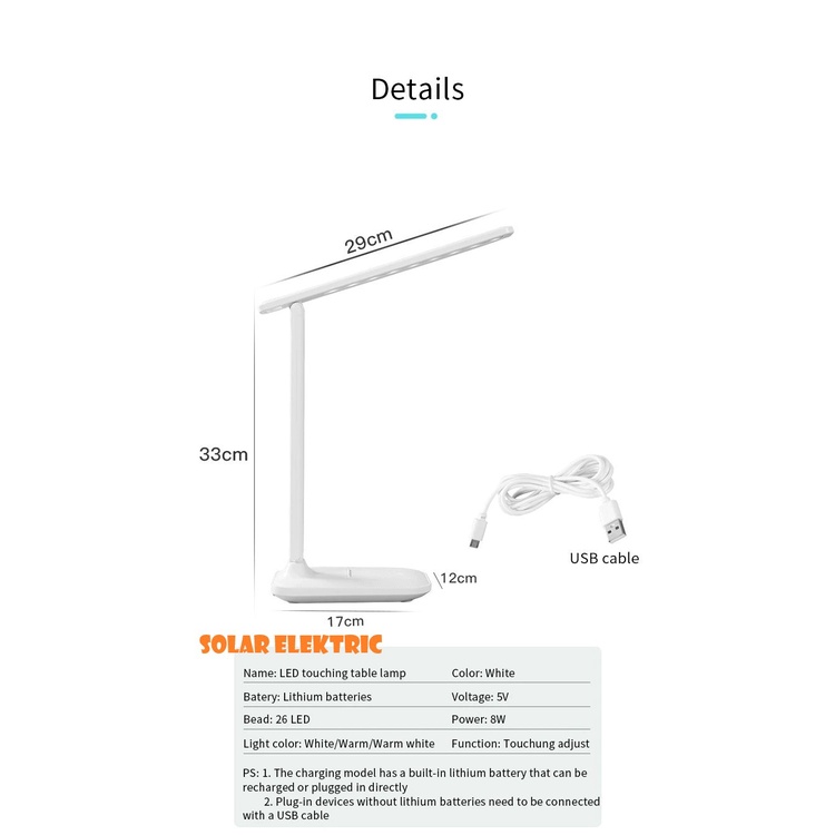 Lampu Meja Led Baca Belajar Kerja Lampu Lipat Praktis Bisa Dicharge