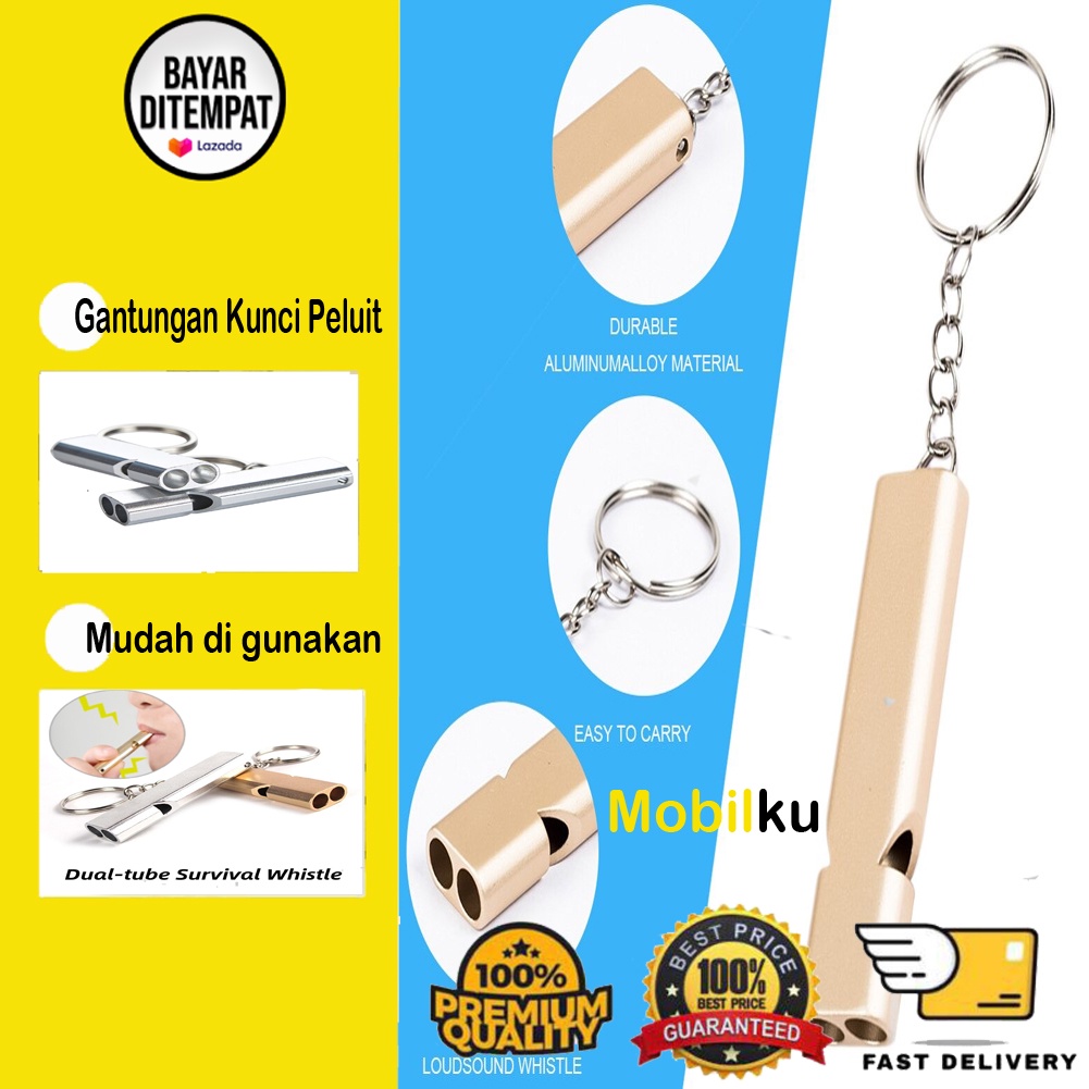 Gantungan Kunci Peluit Aluminium Outdoor Whistle