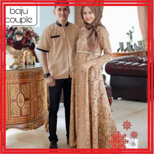 Baju Couple Set Busana Muslim Pria dan Wanita Gamis Pasangan Murah Suami Istri Syari Kekinian Modern