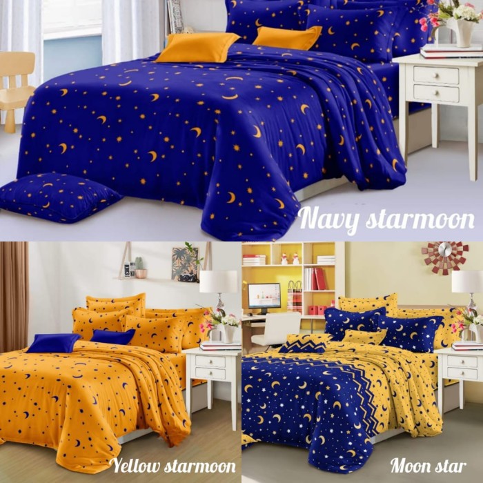 SPREI STARMOON HARGA GROSIR TERMURAH SPREI BULAN BINTANG UKURAN 180x200 SPREI BULAN BINTANG KUNING B