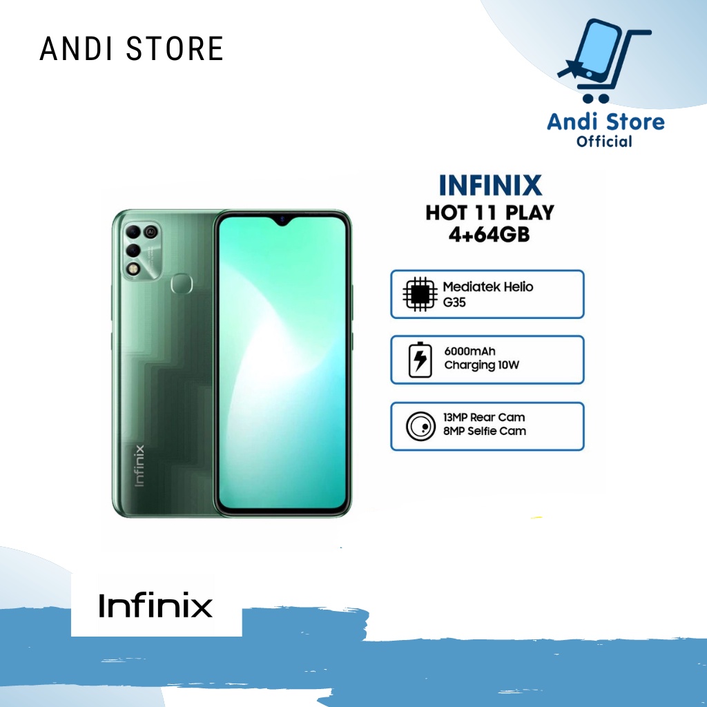Infinix Hot 11 Play 4/64 GB RAM 4 ROM 64 Handphone Hp Smartphone Android Ponsel Garansi Resmi