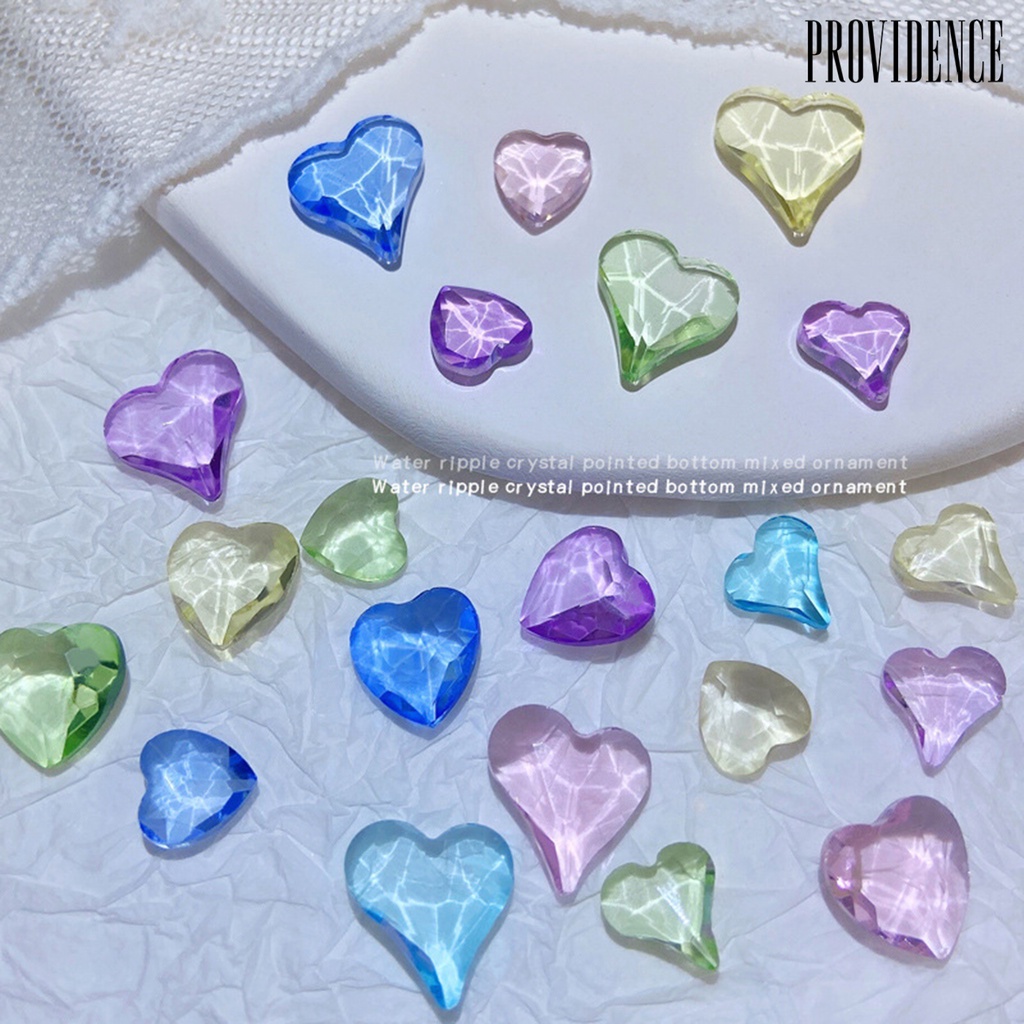 Providence 10Pcs Charms Berlian Imitasi Bentuk Hati 3D Warna Campur Untuk Dekorasi Nail Art