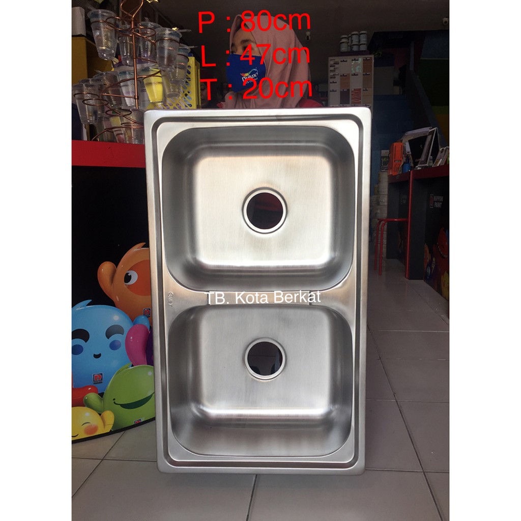 BAK CUCI PIRING / BCP/ KITCHEN SINK GNET 2 LUBANG TANPA SAYAP