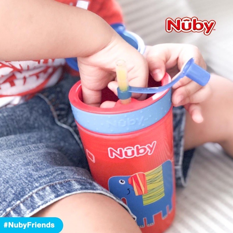 Nuby Snack N Sip Cup With Straw Cover - Botol Minum Anak 270ml