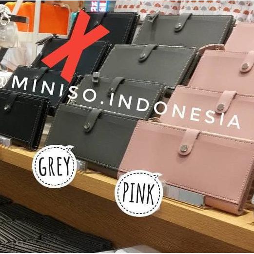Discount Tas Wanita Kulit Dompet Miniso/Zipper Long Wallet/Tas Cewek Murah