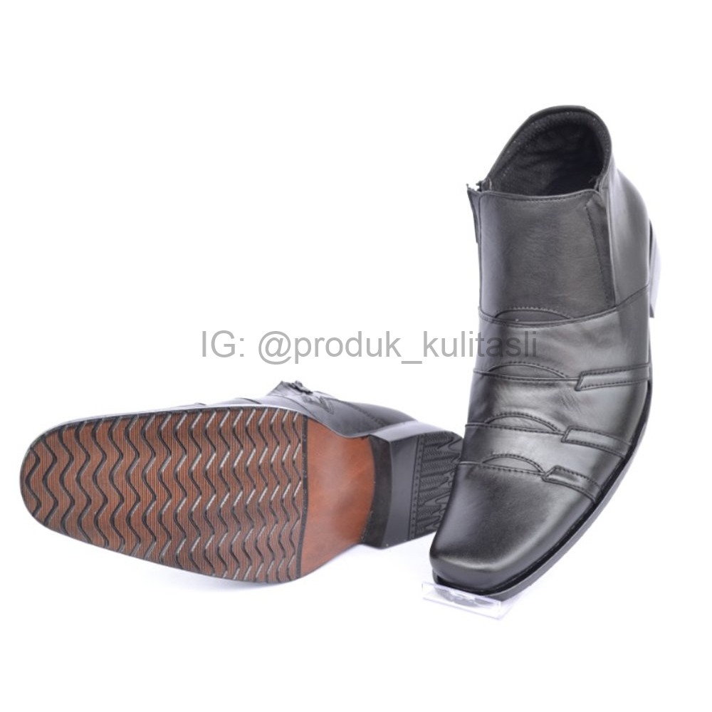 SEPATU BOOTS PRIA KULIT SAPI ASLI HITAM