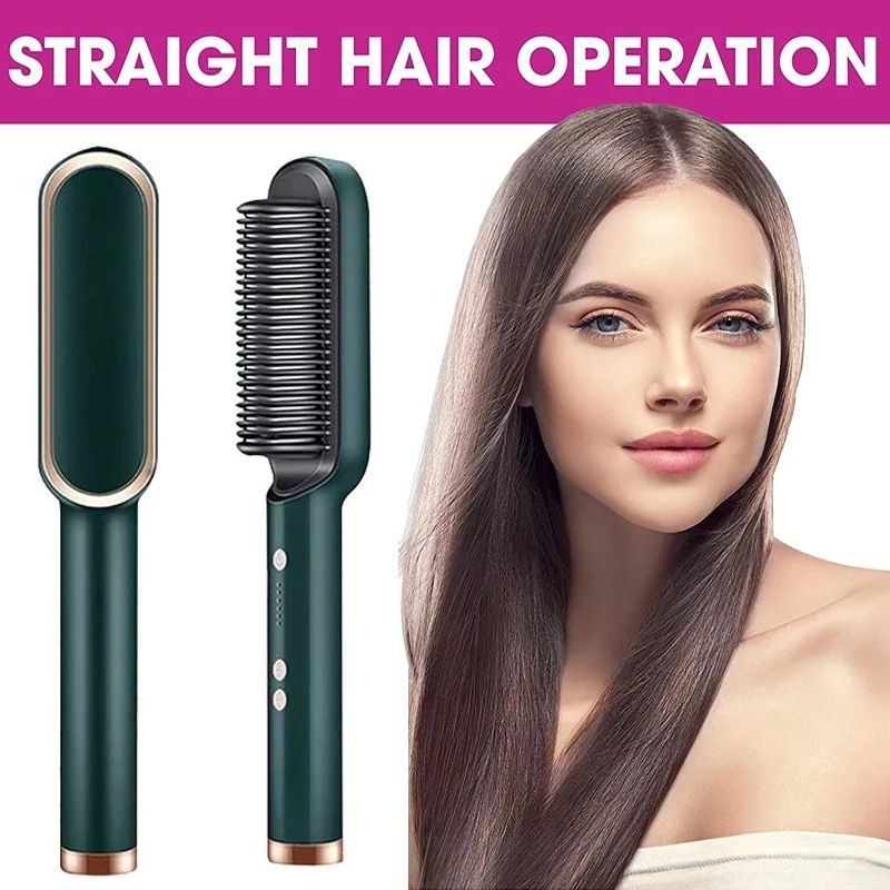 rumah_kita2020  Catok Sisir Pelurus Rambut Hair Straightener Curler 2 in 1 catokan sisir listrik Sisir Catokan Pelurus Rambut rambut lurus dan keriting