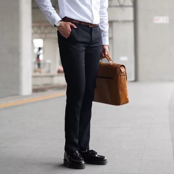 CELANA BAHAN PRIA SLIMFIT KANTOR FORMAL BAHAN DASAR SEMI WOLL