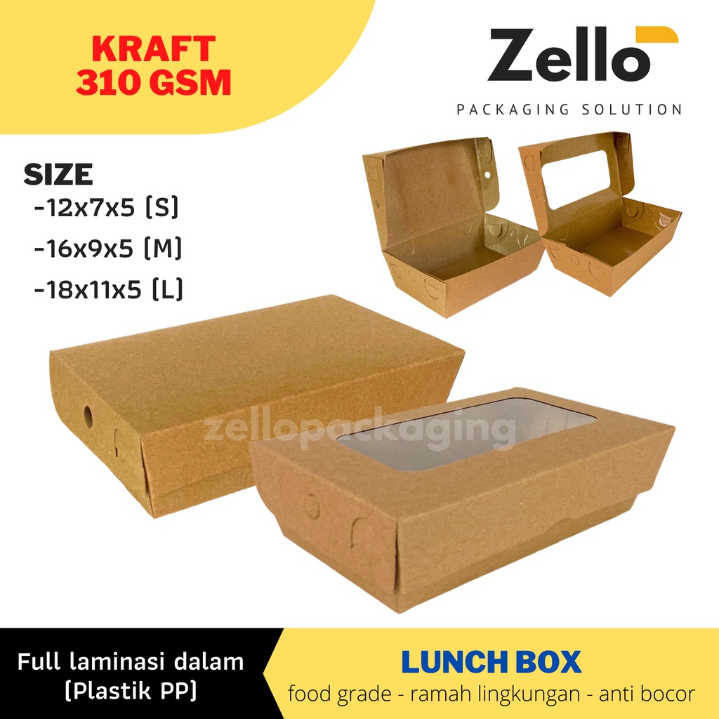 Jual Lunch Box Paper Kraft Kotak Nasi Kemasan Makanan Food Tray X X