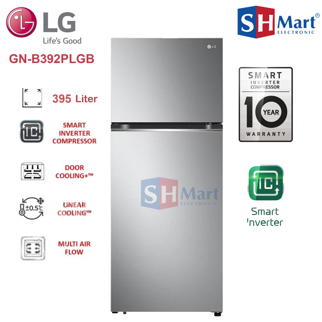 KULKAS LG 2 PINTU GN-B392PXGB / GN-B392PLGB KAPASITAS 395 LITER SMART INVERTER GARANSI RESMI