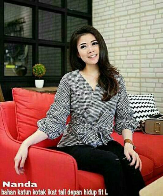 LQ Blouse NANDA / Ribbony square / atasan wanita terbaru (ada 3 warna)