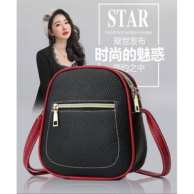 TAS SELEMPANG HITAM WANITA MODEL KOPER POLO UNIK KECIL RESLETING MODES