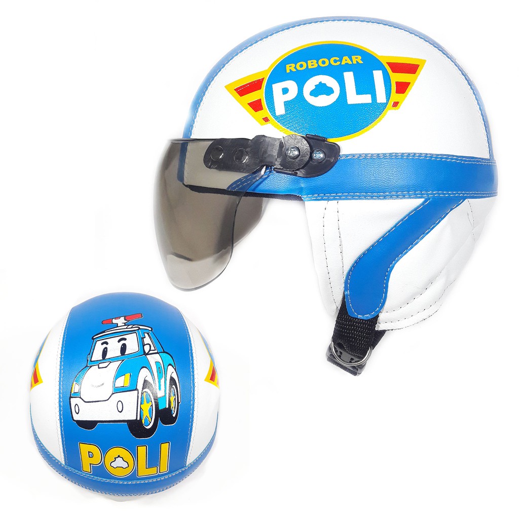 Helm Anak RETRO ROBOCAR POLI Murah / Helmet Non SNI / Helm Karakter Kartun Lucu / Helm Anak Cowok Laki Laki 1 2 3 4 5 Tahun