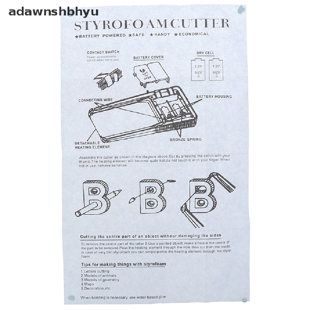 Adawnshbhyu 1Set Hot Wire Foam Cutter Alat Kerajinan Polystyrene Styrofoam Listrik Kecil