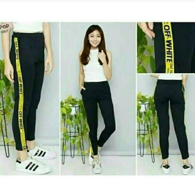 CELANA OFF WHITE / CELANA LIST OFF WHITA HITAM / CELANA OFF WHITE KATUN / PUSAT GROSIR SOLO