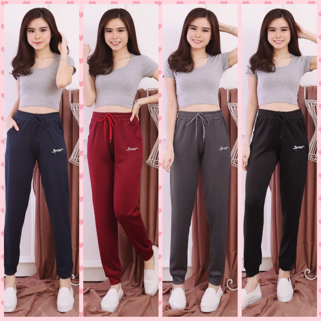 ASOKA Celana Jogger Celana Training Wanita Sporty 918-3