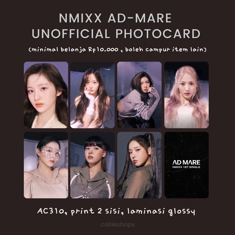Photocard NMIXX AD MARE Lily Haewoon Sullyoon Jinni Bae Jiwoo Kyujin (Unofficial)