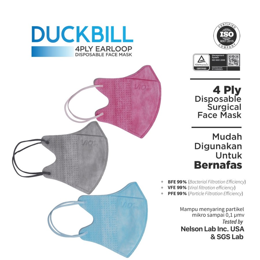 VIO MASKER DUCKBILL 4PLY EARLOOP ISI 3PCS