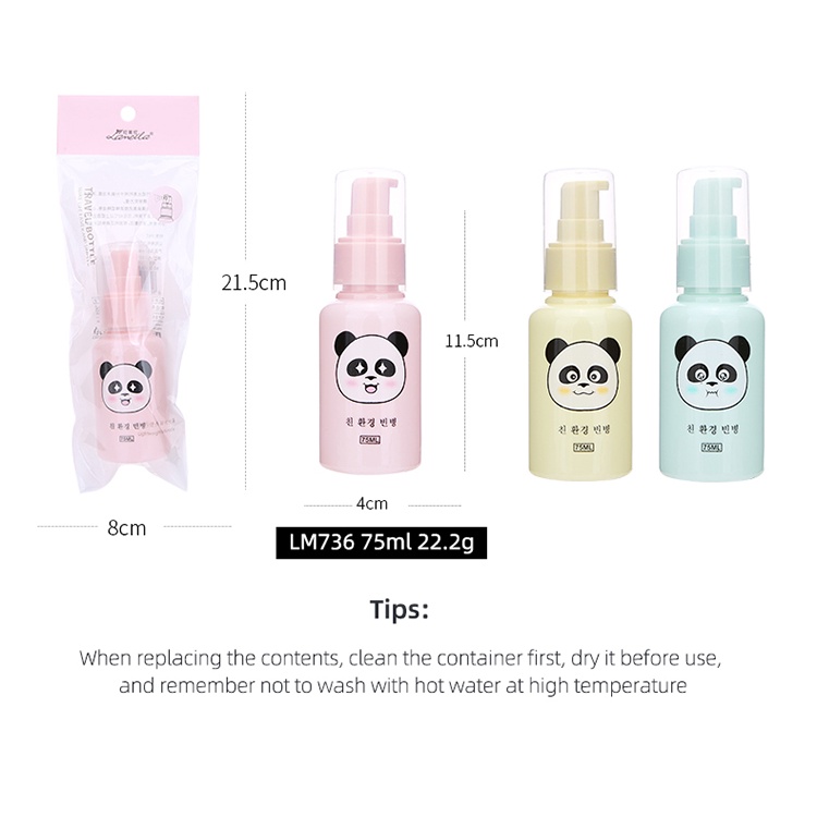 PUSH Pump botol travel PANDA Bottle Squeeze Bottle Botol Plastik Botol Isi  Botol Kosmetik Lotion