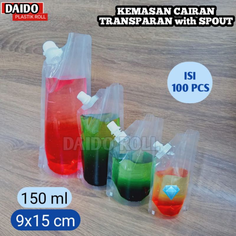 ISI 100 PCS SPOUTPACK 150ML STANDING POUCH BENING TRANSPARAN CAIRAN SPOUT KPACK KEMASAN SUSU KEMASAN