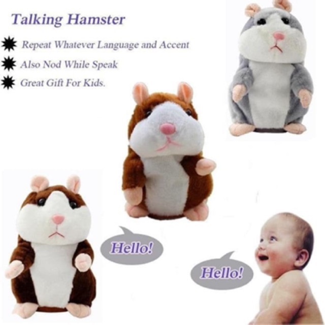 BONEKA MAINAN  TALKING HAMSTER PENIRU SUARA  MAINAN  BAYI  