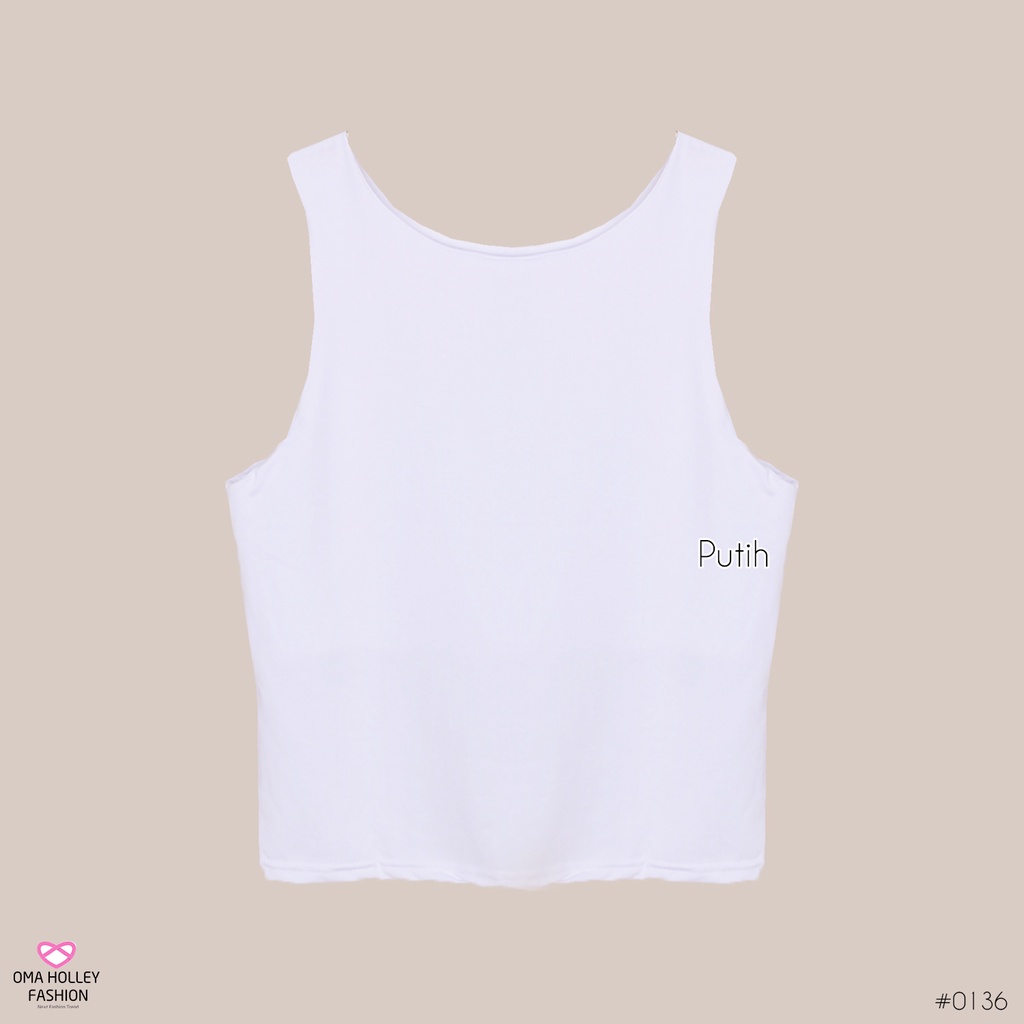(COD) OH Fashion Tank top Gwen Wanita jewelneck elvz #0136-03-Putih