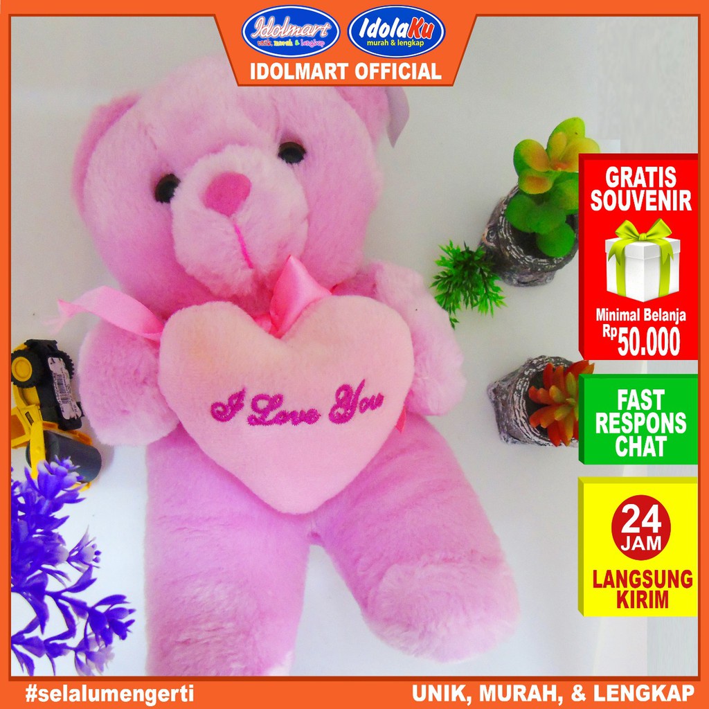 IDOLAKU Boneka Beruang Teddy Bear bahan vonela size L 35 cm