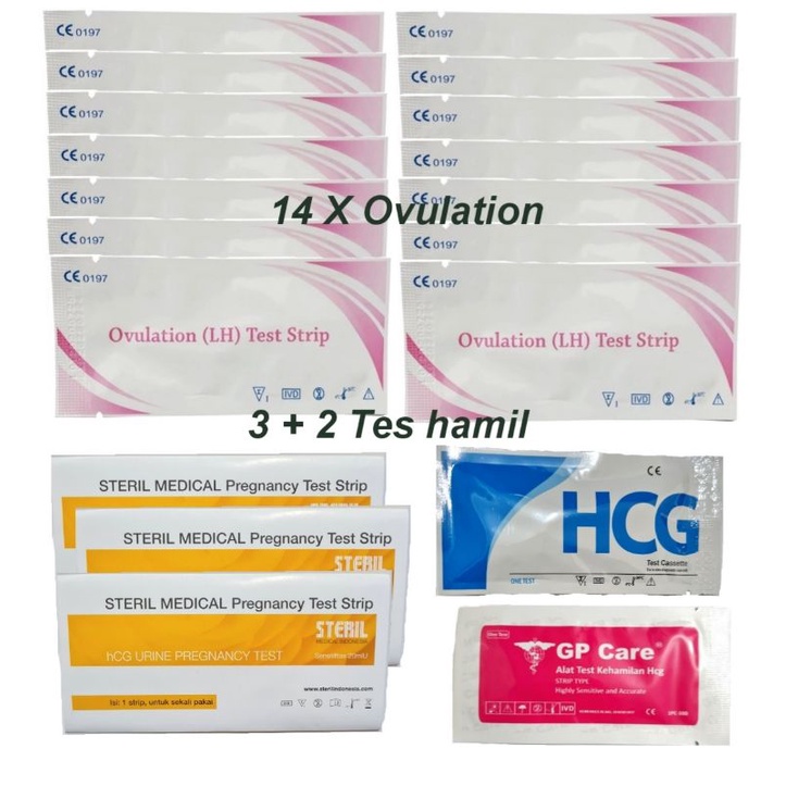 PAKET Ovulation Test/Ovulation /Tes Ovulasi /Ovulation / LH 14 + TP 3 + 1 HCG CASET + 1 GP CARE PINK