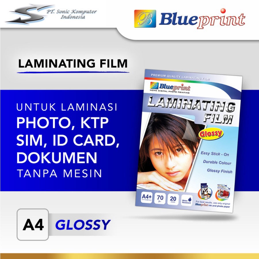 Kertas Laminating Glossy Film A4 BLUEPRINT Laminating Film A4