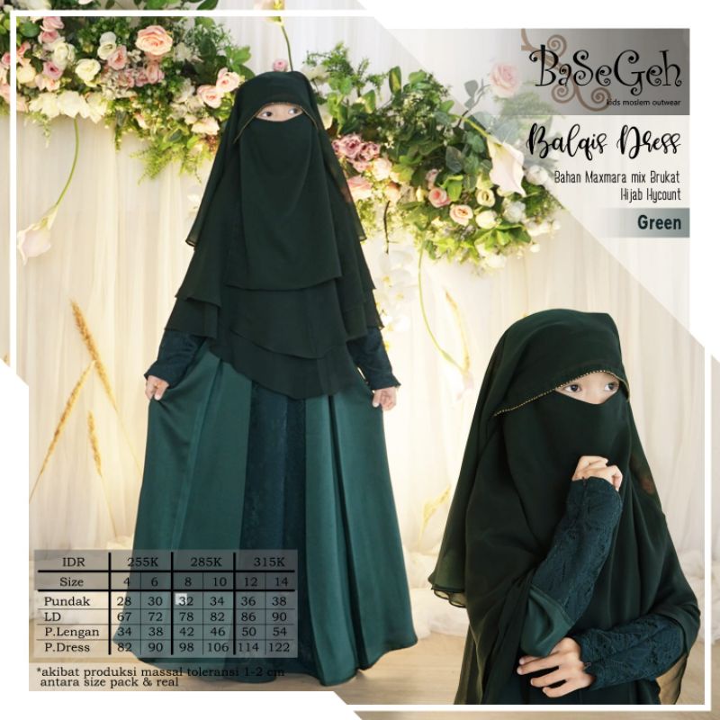 gamis syari anak 7-10 tahunan set jilbab free cadar